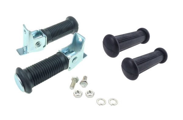 Set Fußrastengummis, Soziusfußrasten mit Anbauteilen, Simson S50, S51, S70, SR4-2, -3, -4