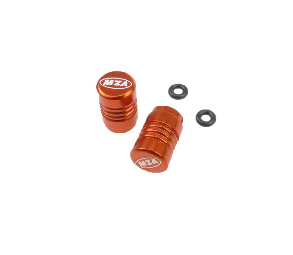 Set Ventilkappen - Alu orange eloxiert inkl. O-Ringen