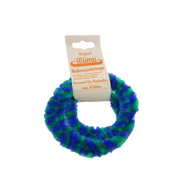 Paar Nabenputzringe - grün/ blau - für Mokick-Radnabe Ø168 mm, 560 mm lang