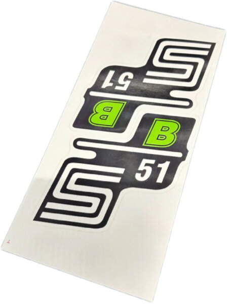 Set Schriftzug/ Aufkleber „S51 B“ in grün für Simson S51