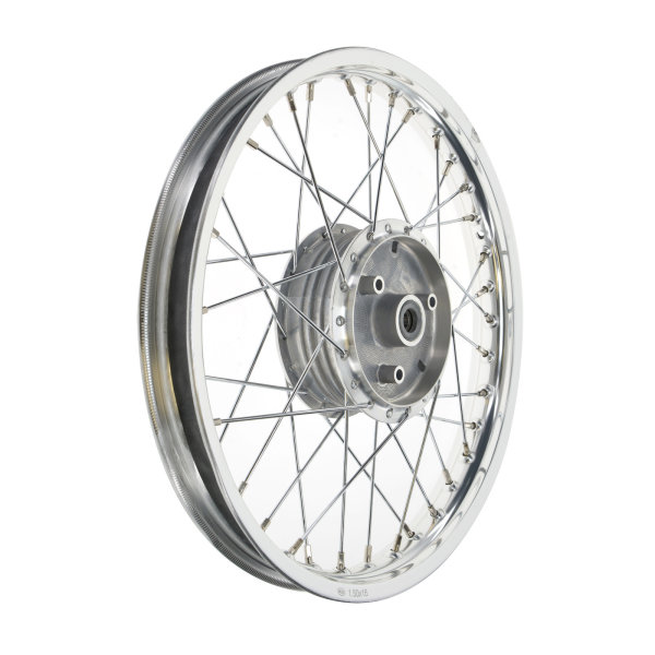 Speichenrad 1,5x16 Zoll - Polierte Alufelge + Chromspeichen für Simson