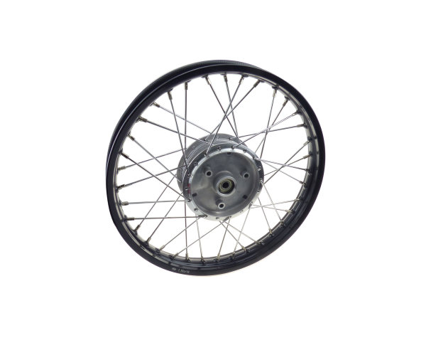 Speichenrad 1,5x16 Zoll Alufelge schwarz eloxiert und poliert + Chromspeichen für Simson