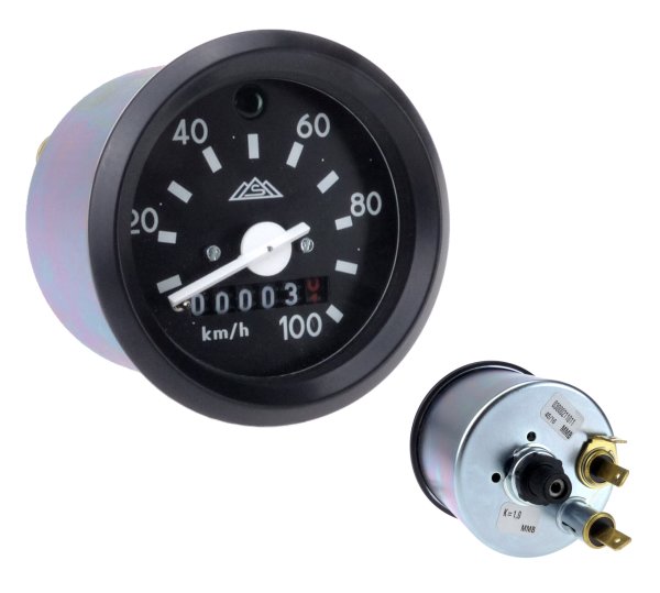 Tachometer mit Beleuchtung - 100 km/h Variante schwarz für Simson S51, S70