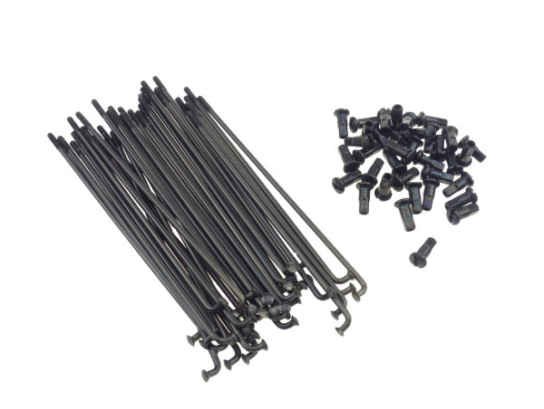 Speichensatz mit Nippel Edelstahl verstärkt TB-Nabe Schwarz - M4 - 36x 143,5mm