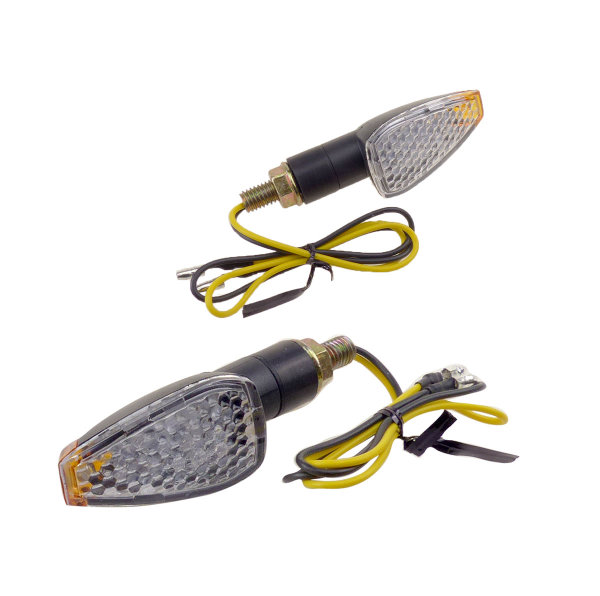 Satz LED Blinker Mini weiß/ klar mit Gewinde M8, E-Prüfzeichen
