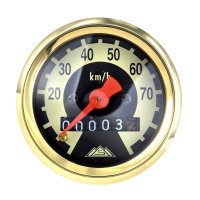 Tachometer ø 48 mm - GOLD - Zifferblatt schwarz/...