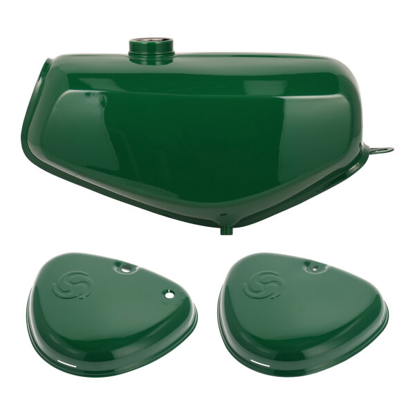 SET Kraftstoffbehälter + beide Seitendeckel mit Wirbellogo billardgrün - S51, S70