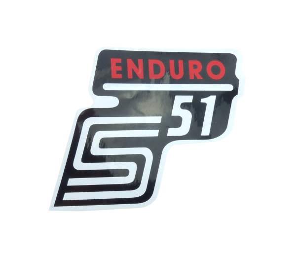 Aufkleber/ Klebefolie Seitendeckel  "S51 Enduro" rot für Simson S51 Enduro